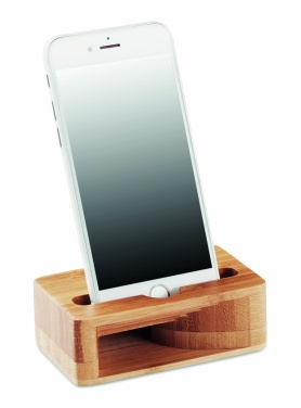 Logo trade corporate gifts image of: Bamboo phone stand-amplifier CARACOL