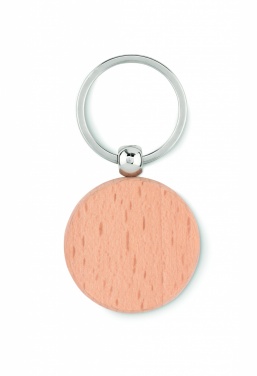 Logo trade business gift photo of: Round wooden key ring Saldus