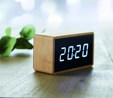 Logo trade promotional product photo of: LED alarm clock bamboo casing Düsseldorf