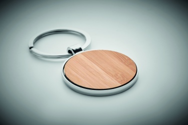 Logo trade promotional products picture of: Round key ring metal bamboo Dobele