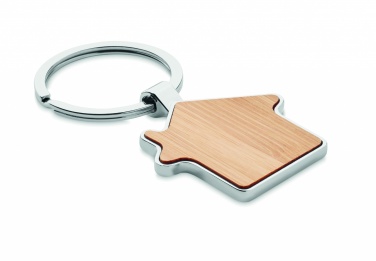 Logo trade promotional merchandise photo of: House key ring metal bamboo NORDIC