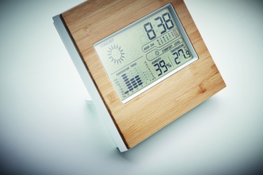 Logo trade advertising products image of: Weather station bamboo front TURKU