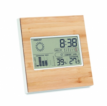 Logo trade promotional merchandise image of: Weather station bamboo front TURKU