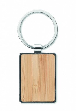 Logo trade promotional giveaways image of: Rectangular key ring bamboo WEST