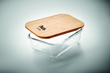Logo trade promotional giveaway photo of: Glass lunchbox with bamboo lid
