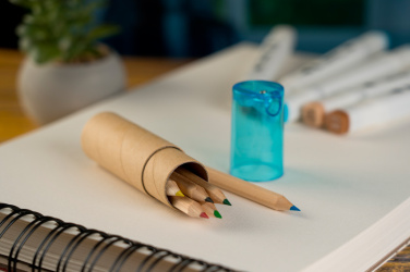 Logo trade promotional giveaway photo of: Wooden crayons BECKY