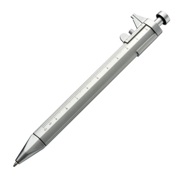 Logotrade promotional items photo of: Plastic ballpen with sliding calliper PRESCOT