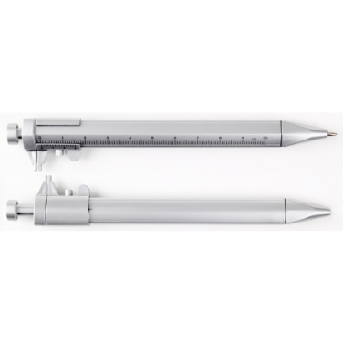 Logo trade promotional merchandise photo of: Plastic ballpen with sliding calliper PRESCOT