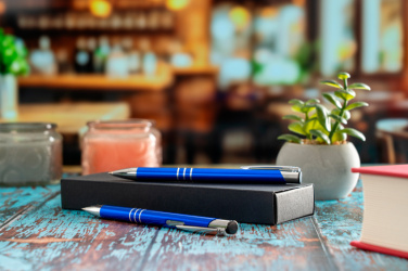 Logo trade promotional merchandise photo of: Metal writing set CLAREMONT