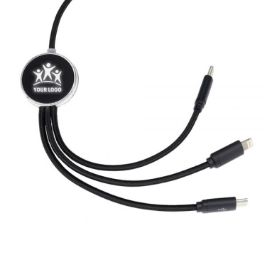 Logo trade advertising products image of: 3in1 long cable with elighted logo for engraving, W201TG