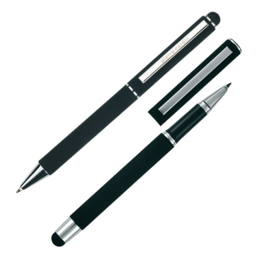 Logotrade corporate gift picture of: Writing set ballpoint pen & roller soft touch CLAUDIE