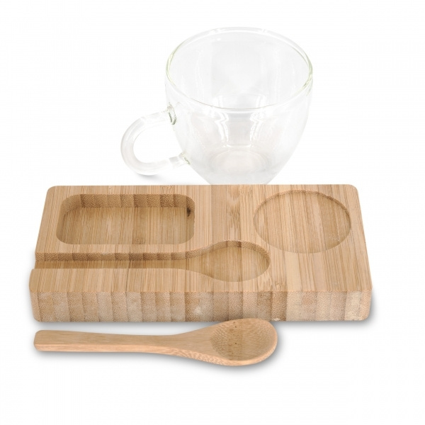 Logo trade promotional gifts picture of: Tray with cup and spoon FORMOSA 150 ml