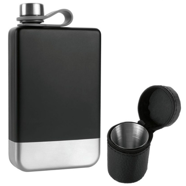Logotrade promotional merchandise image of: Hip flask set TAHAT Schwarzwolf