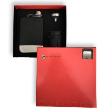 Logotrade promotional giveaways photo of: Hip flask set TAHAT Schwarzwolf