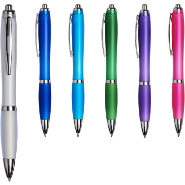 Logo trade business gift photo of: Curvy ballpoint pen with frosted barrel and grip