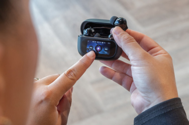 Logo trade corporate gift photo of: Airtune RCS recycled plastic ANC earbuds with touch screen