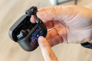 Logotrade corporate gift image of: Airtune RCS recycled plastic ANC earbuds with touch screen
