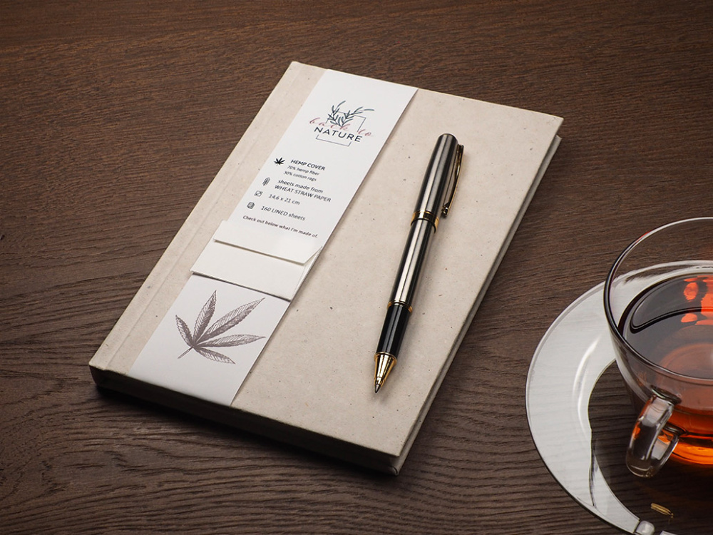 Logo trade promotional gift photo of: Recycled Hemp Notebook 209734300