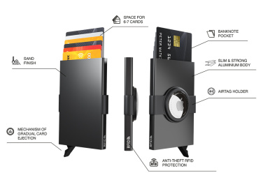 Logo trade business gifts image of: RFID credit card case with holder for AirTag 2163108