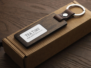 Logo trade promotional item photo of: Wooden keyring 1853121