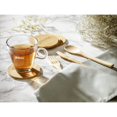 Logo trade advertising products image of: Bamboo Coaster Set