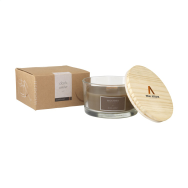 Logo trade corporate gifts image of: Wooosh Flame Scented Candle Dark Amber