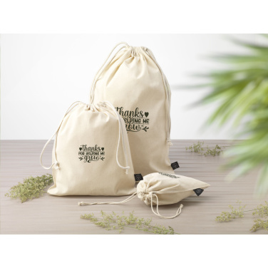 Logo trade advertising product photo of: Gift Pouch Natural GRS Recycled Cotton (150 g/m²) L