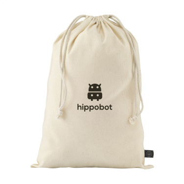 Logo trade promotional item photo of: Gift Pouch Natural GRS Recycled Cotton (150 g/m²) L