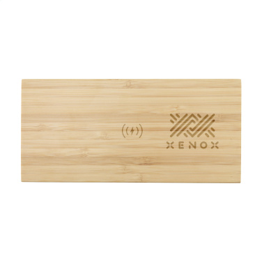 Logo trade business gifts image of: Bamboo Alarm Clock with Wireless Charger