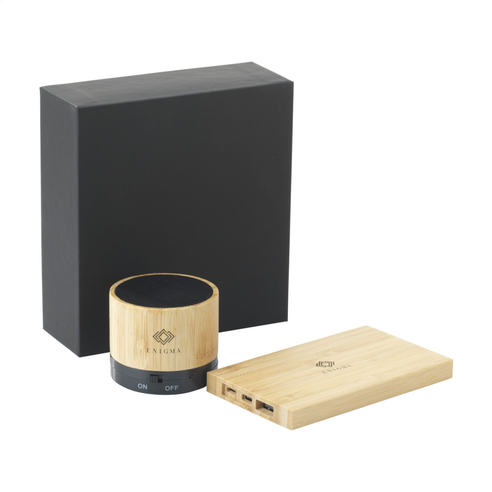 Logo trade promotional giveaway photo of: PowerBox Bamboo gift set