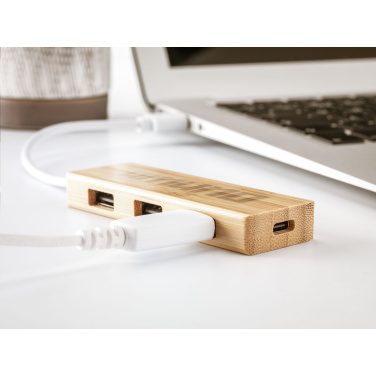 Logo trade corporate gifts picture of: Bamboo USB Hub