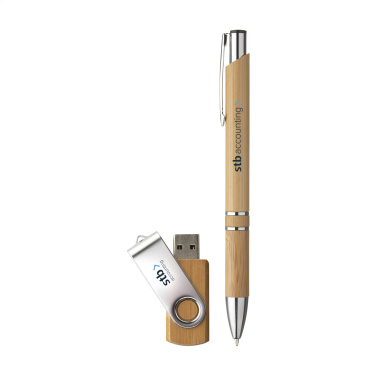 Logo trade promotional items image of: Bamboo Connect Giftset 8 GB