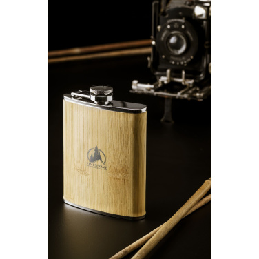 Logo trade promotional item photo of: Hipflask Bamboo 200 ml drinking bottle