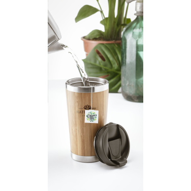 Logo trade promotional merchandise photo of: Tokyo 450 ml bamboo thermo cup