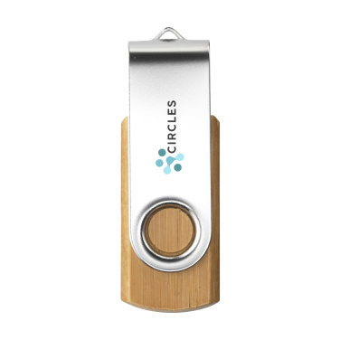 Logo trade promotional gifts image of: USB Twist Bamboo from stock 32 GB