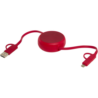 Logotrade promotional merchandise picture of: Alasia 5-in-1 100 cm recycled plastic and aluminium retractable data sync and 45W fast charge cable