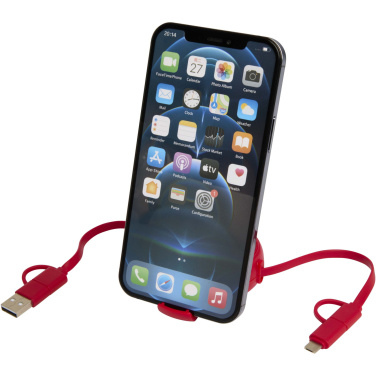 Logo trade promotional giveaway photo of: Alasia 5-in-1 100 cm recycled plastic and aluminium retractable data sync and 45W fast charge cable