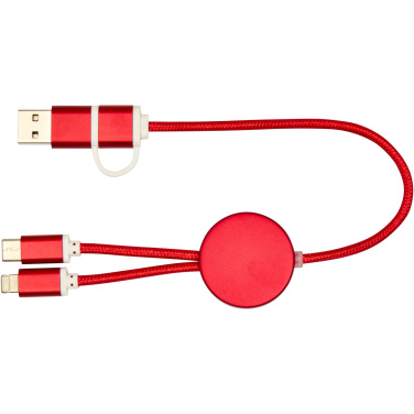 Logotrade promotional merchandise image of: Alasia 5-in-1 recycled aluminium and plastic 30 cm data sync and 27W fast charge cable