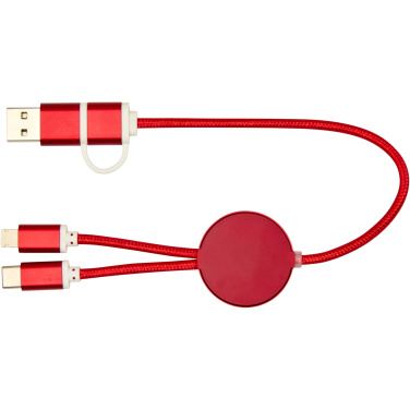 Logotrade promotional products photo of: Alasia 5-in-1 recycled aluminium and plastic 30 cm data sync and 27W fast charge cable