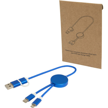 Logo trade promotional items picture of: Alasia 5-in-1 recycled aluminium and plastic 30 cm data sync and 27W fast charge cable