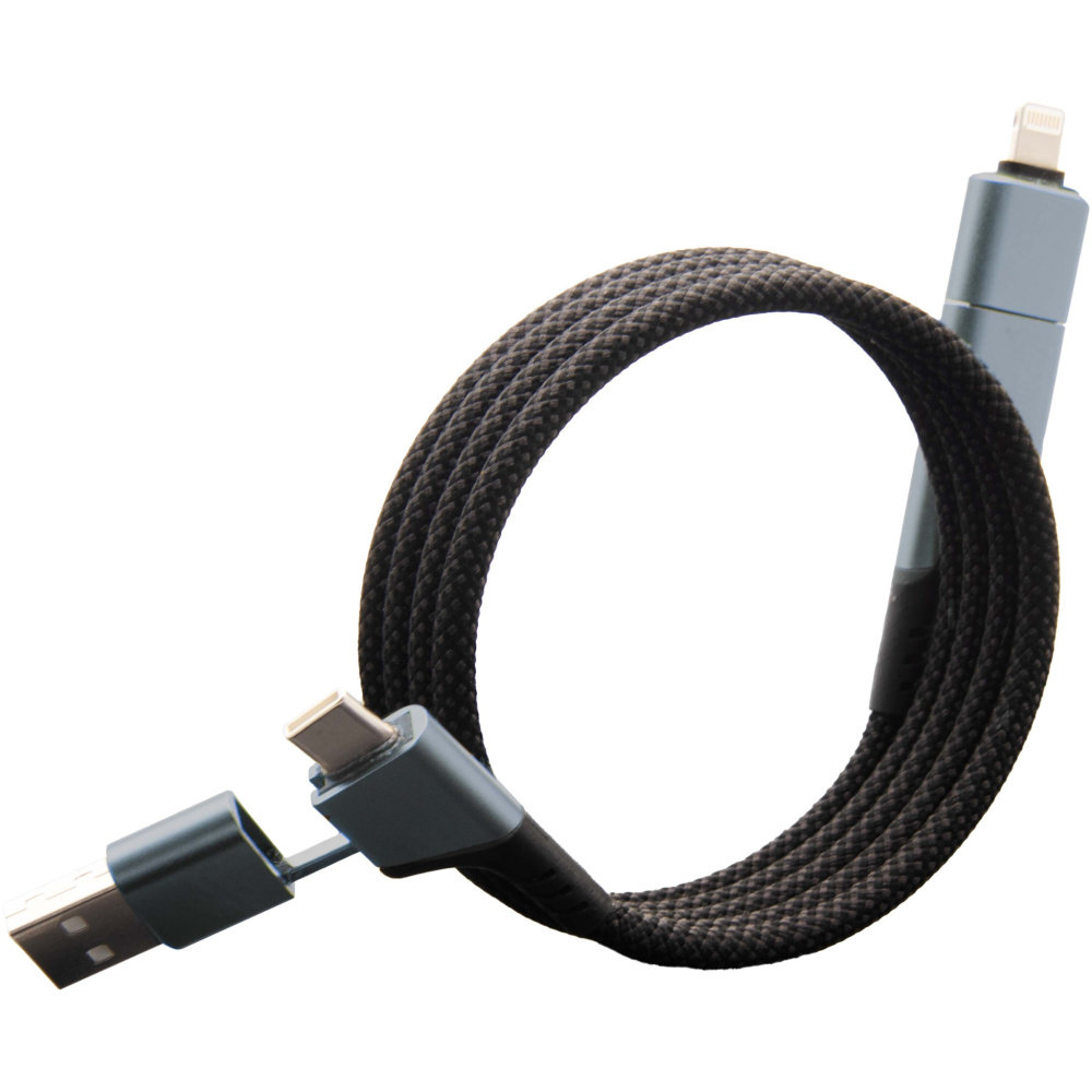 Logo trade promotional merchandise image of: SCX.design C52 100W 4-in-1 rPET magnetic ultra fast charging cable 