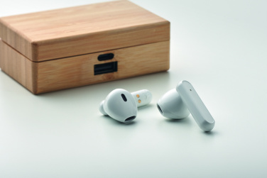 Logo trade promotional giveaway photo of: TWS earbuds in bamboo case