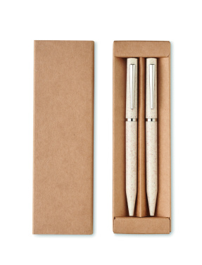 Logo trade promotional giveaways image of: Wheat straw/ABS twist pen set