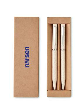 Logotrade promotional items photo of: Wheat straw/ABS twist pen set