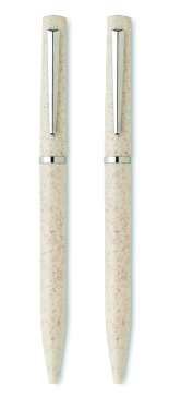 Logo trade promotional merchandise picture of: Wheat straw/ABS twist pen set