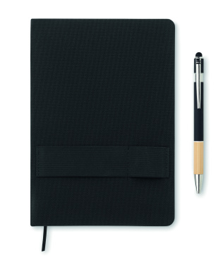 Logo trade promotional gifts picture of: A5 RPET notebook with pen