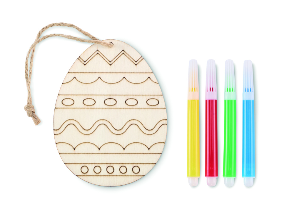 Logo trade promotional products image of: Wooden egg painting set