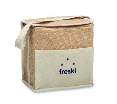 Logo trade promotional item photo of: Jute and canvas cooler bag 3L
