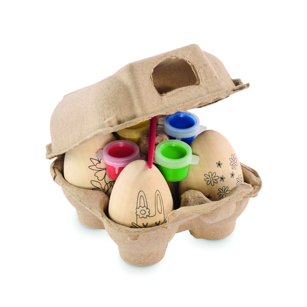 Logo trade promotional products picture of: Wooden eggs painting set