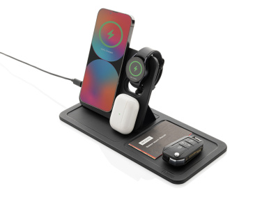 Logotrade corporate gift picture of: Swiss Peak 3 in 1 RCS recycled PU wireless charger desk tray